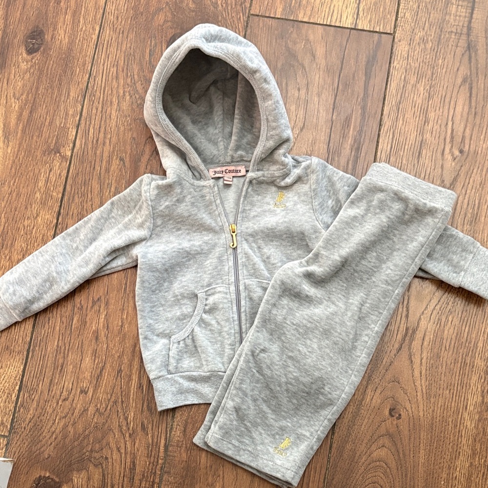 Juicy Couture Light Gray Hoodie with Gold Accents Size 12-18 Months